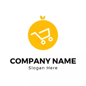 カートロゴ Yellow Orange and White Trolley logo design