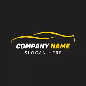 Automobile Logo Yellow Outlined Car logo design