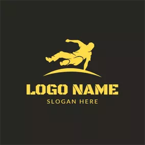 アクションロゴ Yellow Parkour Sportsman logo design