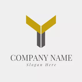 Gray Logo Yellow Polygon and Letter Y logo design