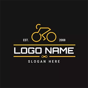 サイクリング　ロゴ Yellow Racer and Bicycle logo design