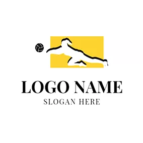 Emblem Logo Yellow Rectangle and White Athlete logo design