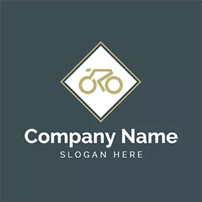 Biking Logo Yellow Rhombus and Bicycle logo design