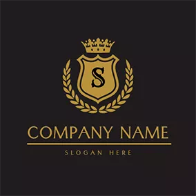 Luxury Logo Yellow Shield and Crown logo design