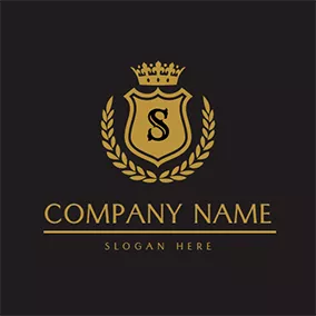 印刷logo Yellow Shield and Crown logo design