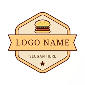 Logotipo De Hamburguesa Yellow Signboard and Colorful Hamburger logo design