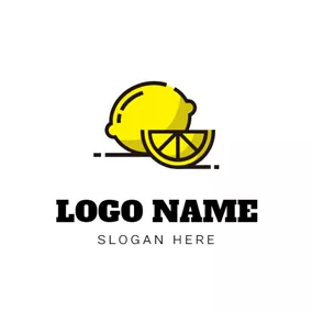 檸檬logo Yellow Slice and Lemon logo design