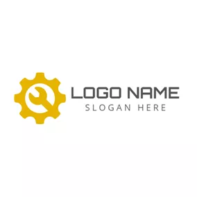 汽车维修logo Yellow Spanner and Gear logo design