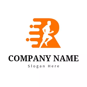 跑步Logo Yellow Speed and Running Man logo design