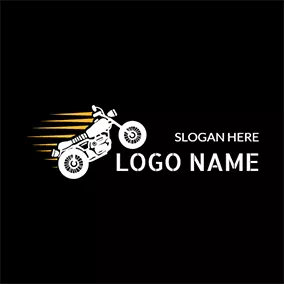 Logótipo De Ciclista Yellow Speed and White Motorcycle Icon logo design