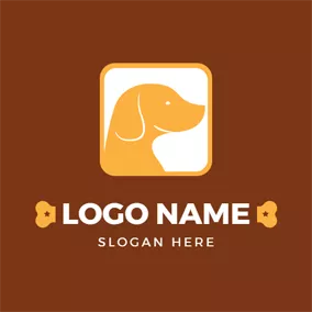 Hund Logo Yellow Square and Dog Head logo design