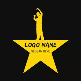 Rap Logo Yellow Stage and Singer logo design