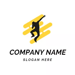 Tänzer Logo Yellow Stripe and Hip Hop logo design