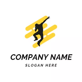 Logotipo De Bailarín Yellow Stripe and Hip Hop logo design