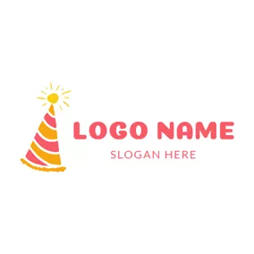 Party Logo Yellow Sun and Birthday Hat logo design