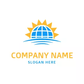 太陽能 Logo Yellow Sun and Blue Globe logo design