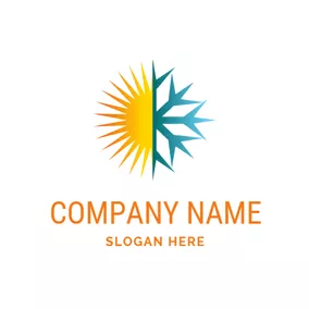 Logotipo De Energía Yellow Sun and Blue Snowflake logo design