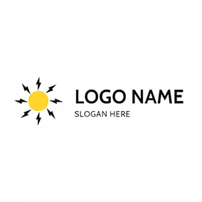 太阳Logo Yellow Sun and Lightning logo design