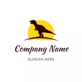 マスコットのロゴ Yellow Sun and Raptor Mascot logo design