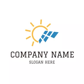 节能logo Yellow Sun and Solar Panel logo design