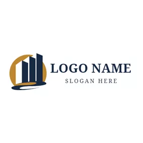 Great Logo Yellow Sun and Tridimensional Building logo design