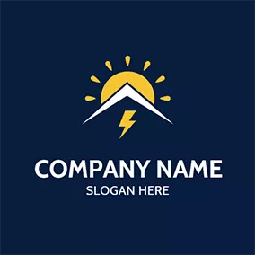 Logótipo Solar Yellow Sun Lightning Roof logo design