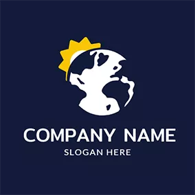 Geography Logo Yellow Sunrise and Blue Earth logo design
