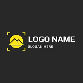 Filming Logo Yellow Sunset and Camera Icon logo design