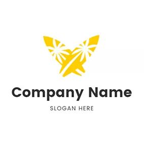 エンターテインメントロゴ Yellow Surfboard and White Tree logo design
