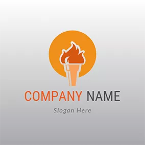 Burning Logo Yellow Torch and Fire Flame logo design