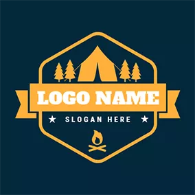 夏令营logo Yellow Tree and Tent logo design