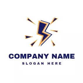 Industrial Logo Yellow Triangle and Blue Lightening logo design