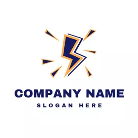 Shape Logo Yellow Triangle and Blue Lightening logo design