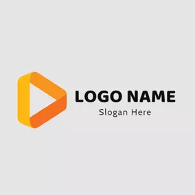 3Dロゴ Yellow Triangle and Ribbon logo design