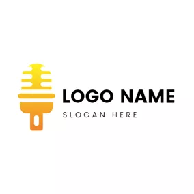 報告 Logo Yellow Voice and Microphone logo design