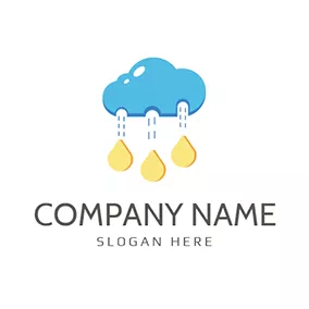 雨 Logo Yellow Water Drop and Blue Cloud logo design