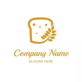 ベーカリーのロゴ Yellow Wheat and Bread logo design