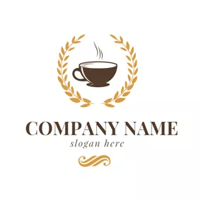 Cafe Logo Yellow Wheat and Brown Coffee logo design