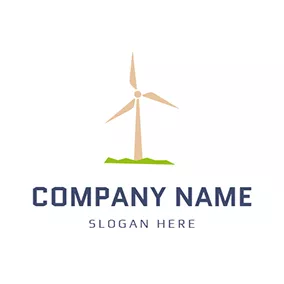 能源Logo Yellow Windmill and Wind Energy logo design