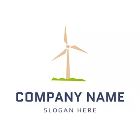 雨 Logo Yellow Windmill and Wind Energy logo design