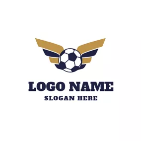 Emblem Logo Yellow Wing and Blue Football logo design