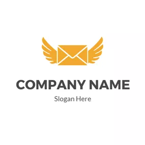 Communicate Logo Yellow Wing and Envelope logo design