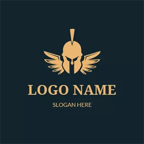 Spartan Logo Yellow Wing and Knight logo design