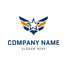 Logotipo De Alas Yellow Wings and Blue Military Star logo design