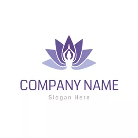 ビューティーロゴ Yoga Female and Purple Lotus logo design