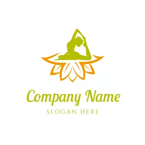 ヨガロゴ Yoga Woman and Yoga Lotus logo design
