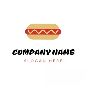 料理人のロゴ Yummy Yellow and Red Hamburger logo design