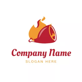 Thanksgiving Logo Red Drumstick and Fire logo design